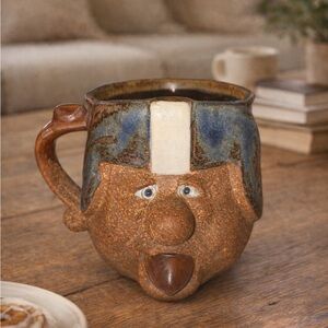 Ceramic Pottery Clay Mold Face Mug Football Mouth Helmet